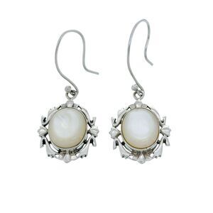 Vintage NF Sterling Silver 925 Mother of Pearl Dangle Earrings